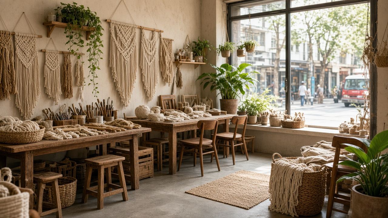 Macrame / fiber craft workshop full-bleed at Rinsaunser Macrame